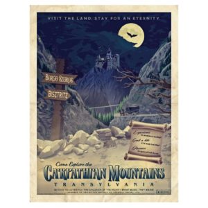 Universal Monsters Dracula Vintage Travel Lithograph Print