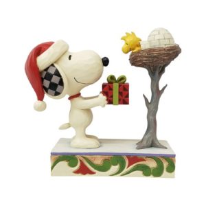 Peanuts Snoopy Giving Woodstock a Gift Statue by Jim Shore