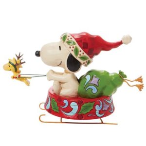 Peanuts Santa Snoopy in Dog Bowl Sled by Jim Shore Statue