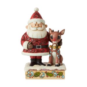Rudolph the Red-Nosed Reindeer Santa Hugging Rudolph Statue