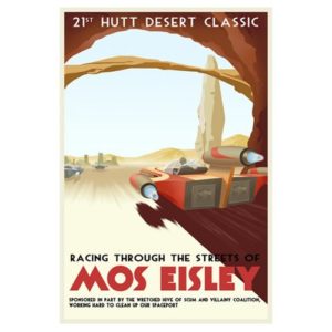 Star Wars Racing Through Streets of Mos Eisley Canvas Giclee