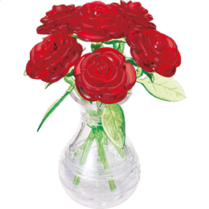 3D Crystal Puzzle – Roses in Vase (Red)