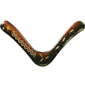Hummingbird – decorated wood boomerang – Right Handed