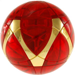 Traiphum Megaminx Ball – Clear Jade Red embedded Metallized Gold