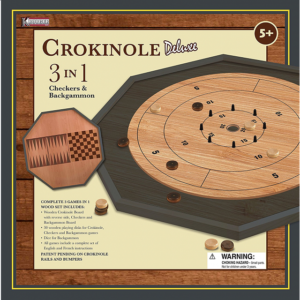 Crokinole 3 in 1 Deluxe Game Board Set – Black