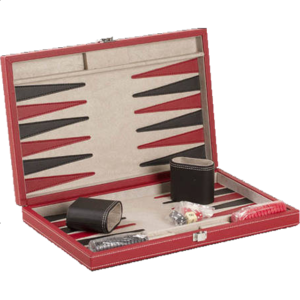 15 inch Backgammon Set – Black and Red Leatherette