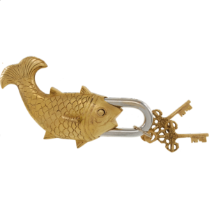 Brass Fish Trick Puzzle Padlock