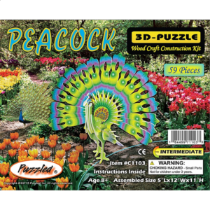 Peacock – Illuminated 3D Wooden Puzzle
