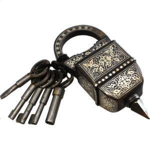 5 Key Iron Puzzle Lock – With Silver Design