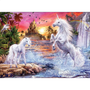 Unicorns: Unicorn Waterfall Sunset