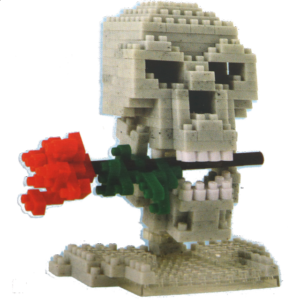 3D Pixel Puzzle – Skull & Rose