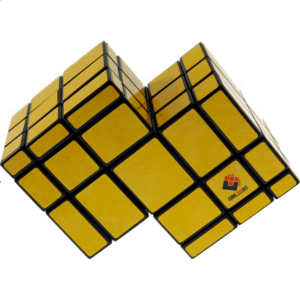 Mirror Double Cube – Black Body with Yellow Labels