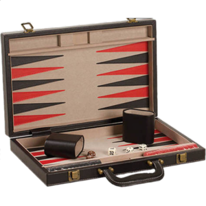18 inch Backgammon Set – Black and Red Leatherette