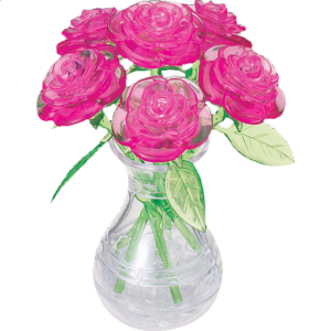 3D Crystal Puzzle – Roses in Vase (Pink)