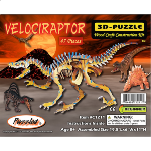 Velociraptor – Illuminated 3D Wooden Puzzle