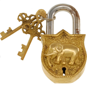 Brass Puzzle Trick Padlock – Elephant