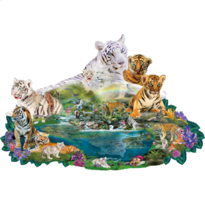 Tigers at the Pool – Shaped Jigsaw Puzzle