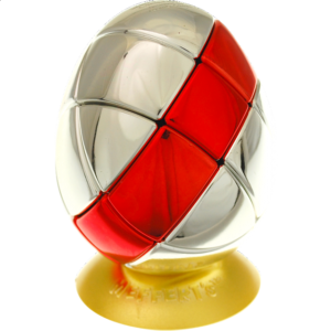 Metalised Egg 3x3x3 – Silver with Red Stripe