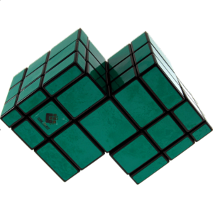 Mirror Double Cube – Black Body with Green Labels