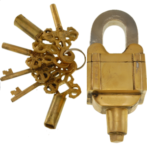 Brass 6 Key Square Trick Puzzle Padlock – (3 keys x 2)
