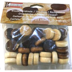 Wooden Crokinole / Backgammon / Checkers – 30 Pieces
